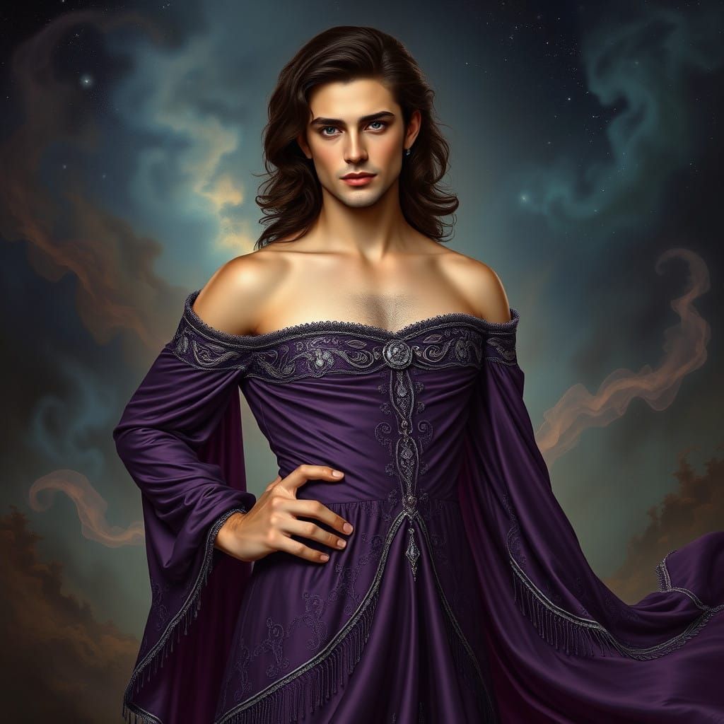 Mystical Sorcerer in Lavish Purple Attire