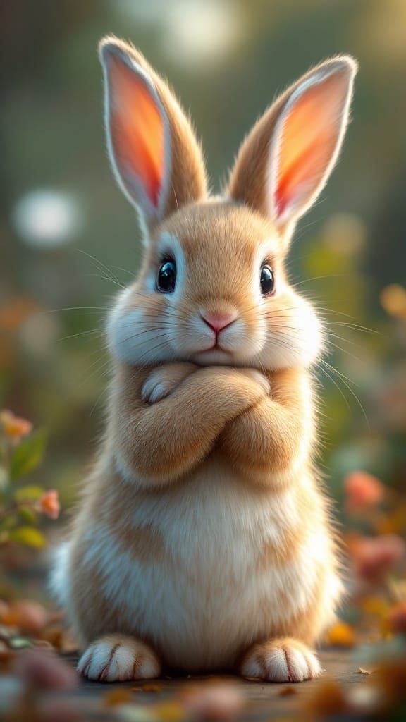 Cute Crossbred Bunny Girl in Hyperrealistic Splash Art