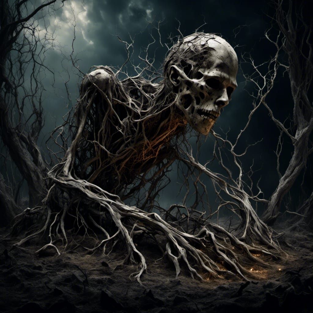 Dark Fantasy Figure Emerges from Grave