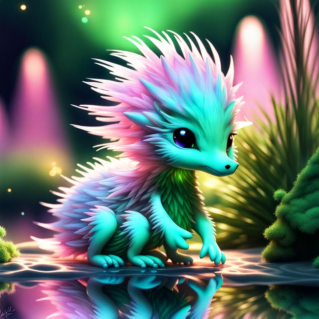 Opalescent Dragon-Hedgehog in Fractal Garden