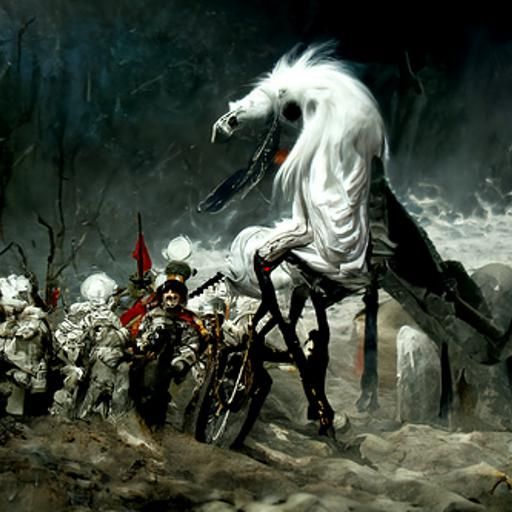 Hussar on Pale Horse in Gothic Horror Style