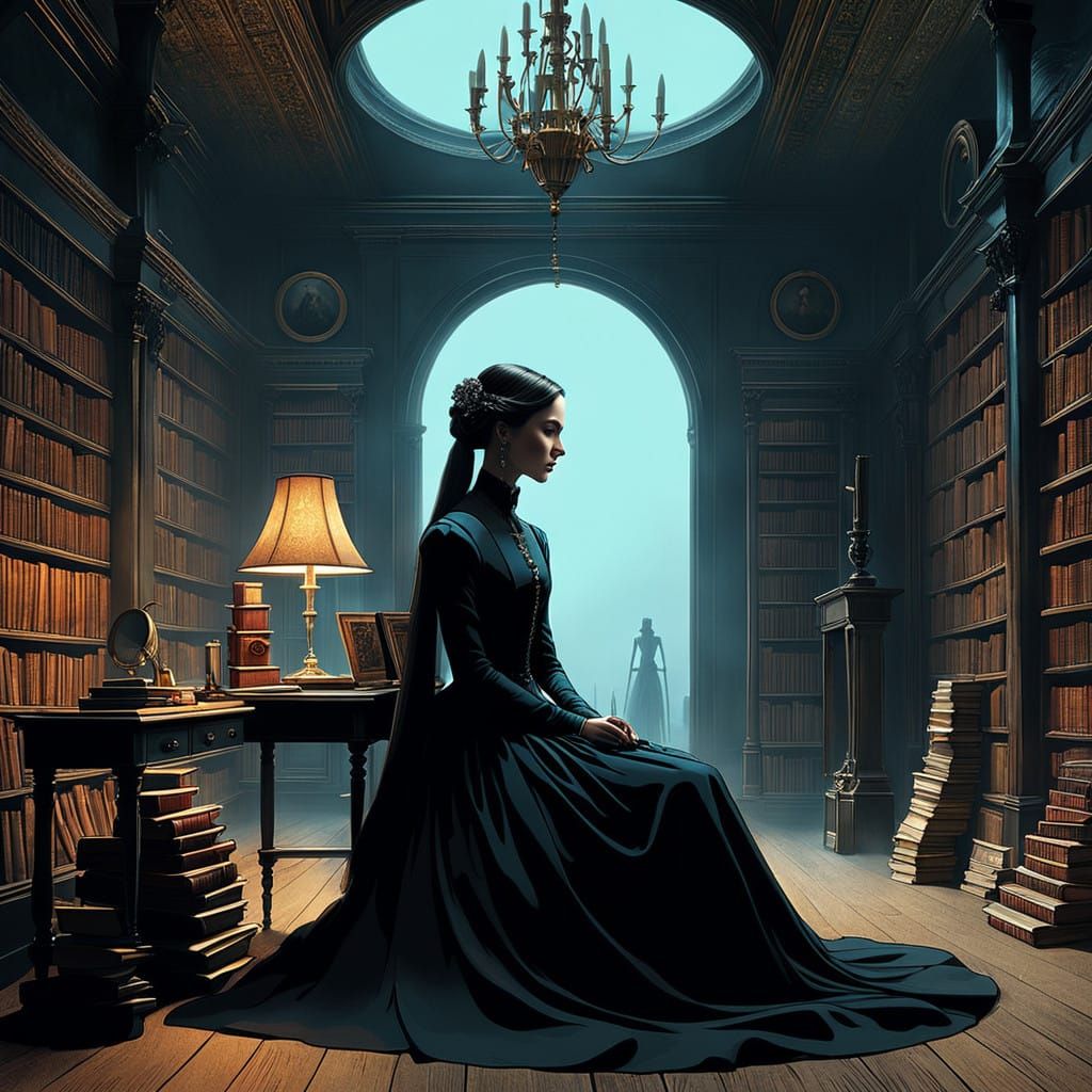 Lonely Heiress in Victorian Gothic Study