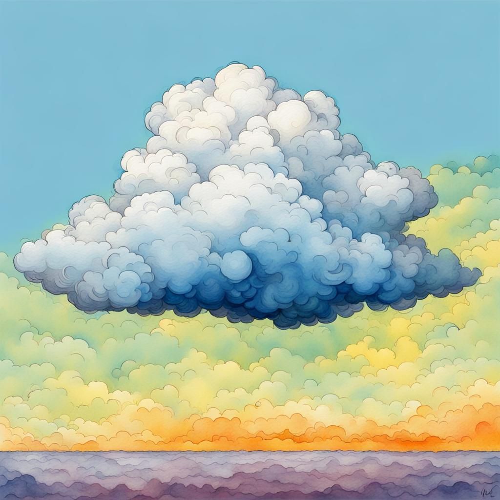 Charming Cloud Drawing in Expressionist Style