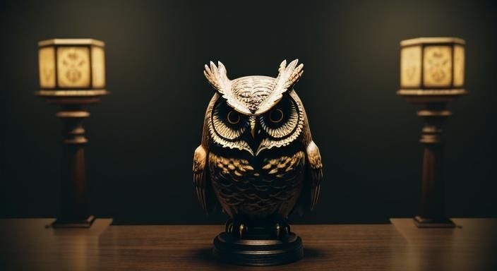 Detailed Wooden Owl Carving in Cinematic Style