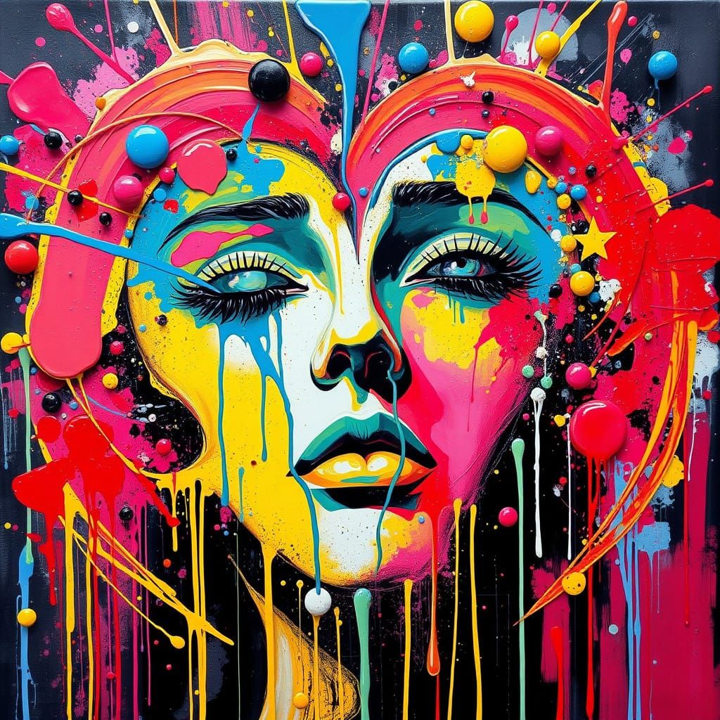 Vibrant City Streets in Polychromatic Graffiti Style