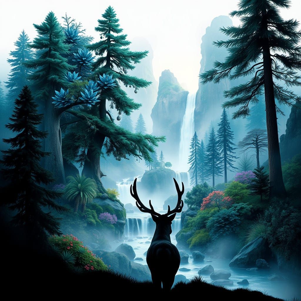 Dark Fantasy Christmas Landscape in Vibrant Hyperrealistic S...