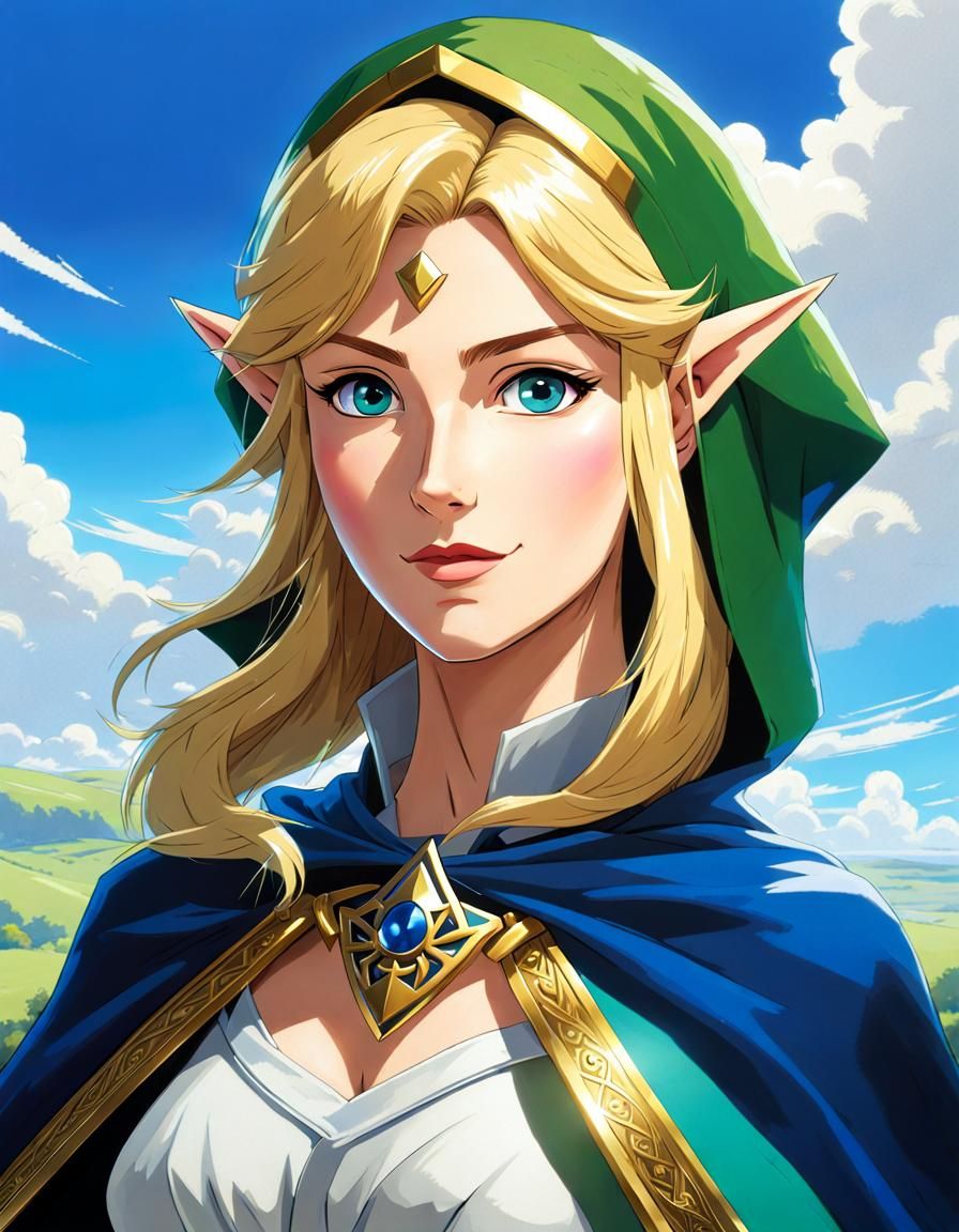 Realistic Princess Zelda Portrait in 3D Digital Art