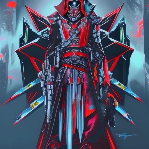 Cyberpunk Sith Lord in Graffiti Street Art Style