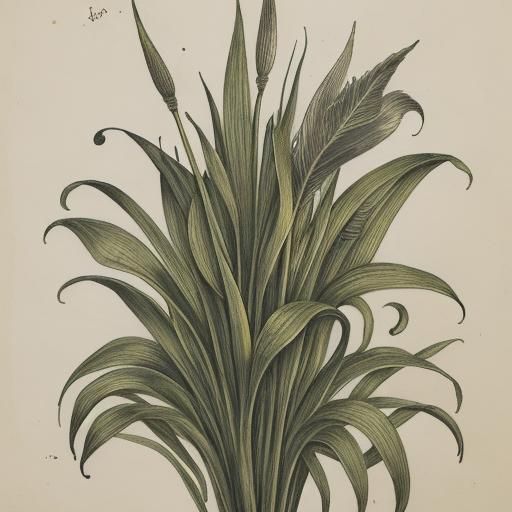 Anxious Plantain: Botanical Ink Drawing