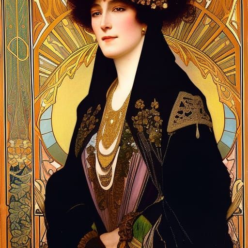 Byzantine Noblewoman Portrait in Art Nouveau Style