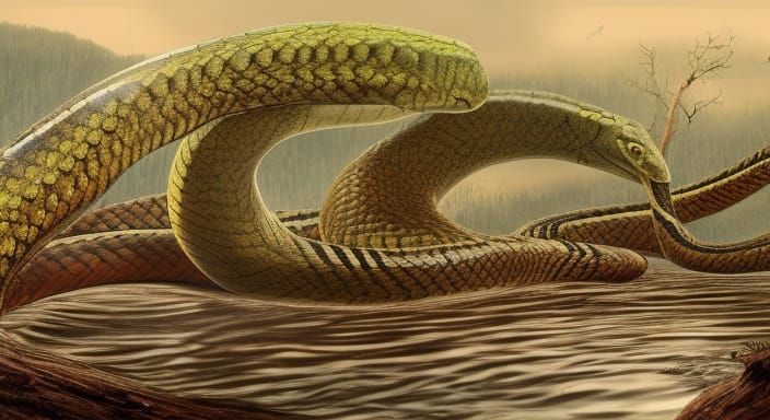 Red Striped Snake in Swamp: Anderson Style