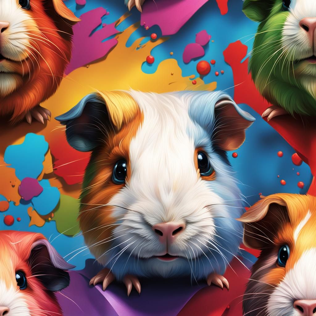 Hyperrealistic Guinea Pig Superhero Portrait