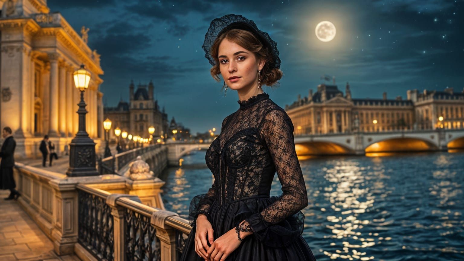 Victorian Lady in Cityscape, Photorealistic Portrait
