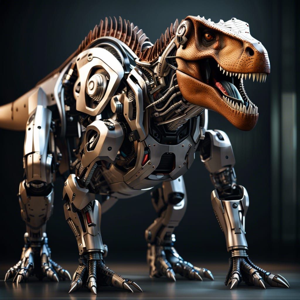 Robotic mechanical cyborg T-Rex