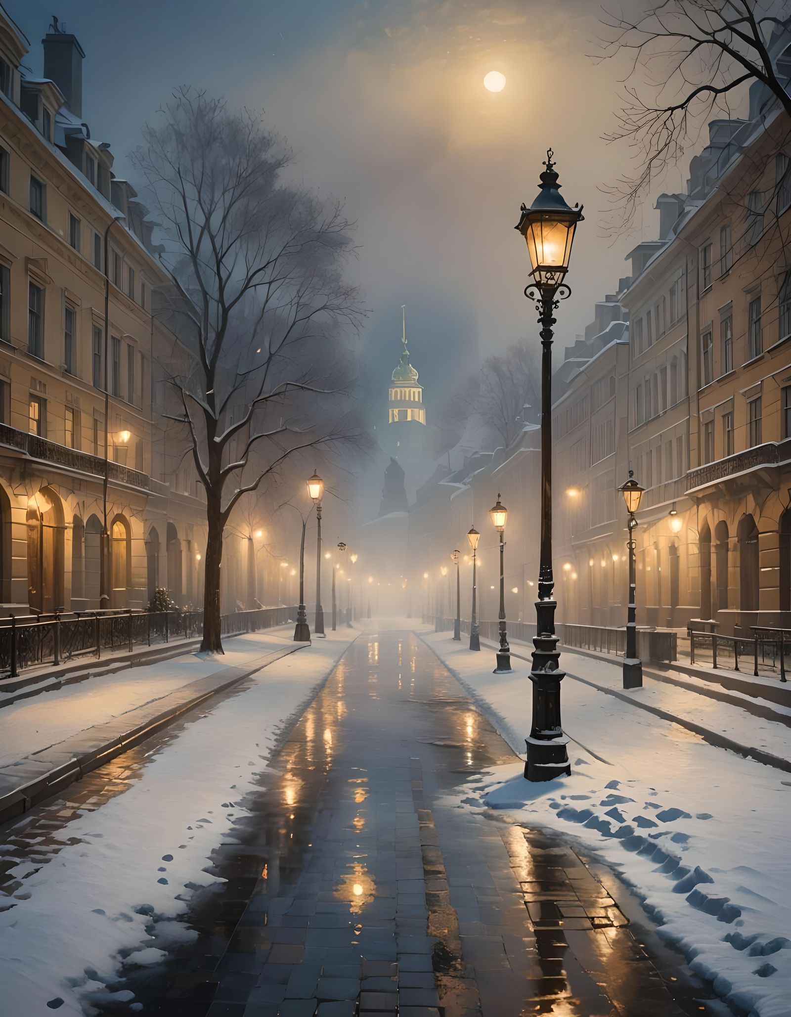 Ethereal Night in Saint Petersburg: Fantasy Art