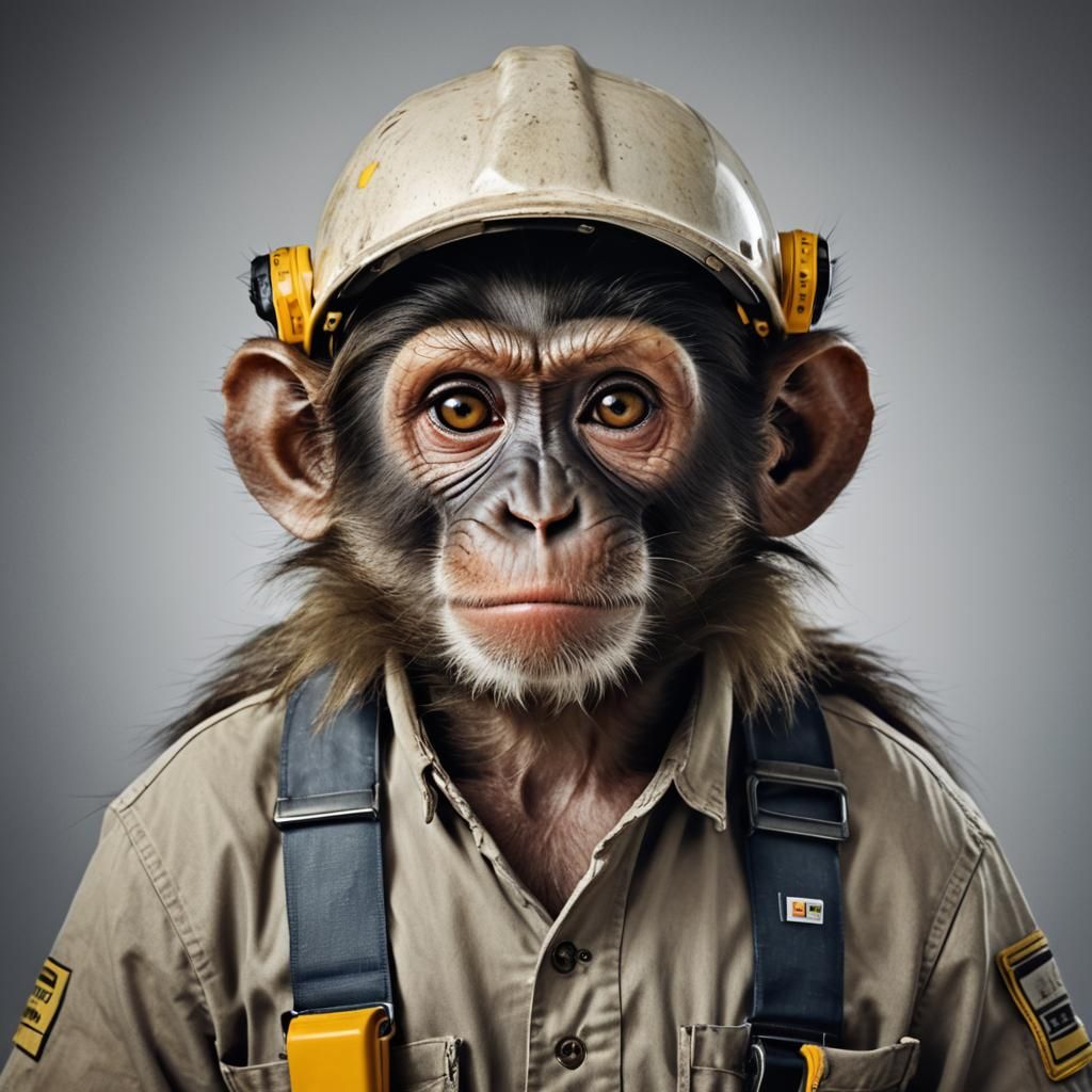 Monkey Builder Portrait in Studio Lighting Style