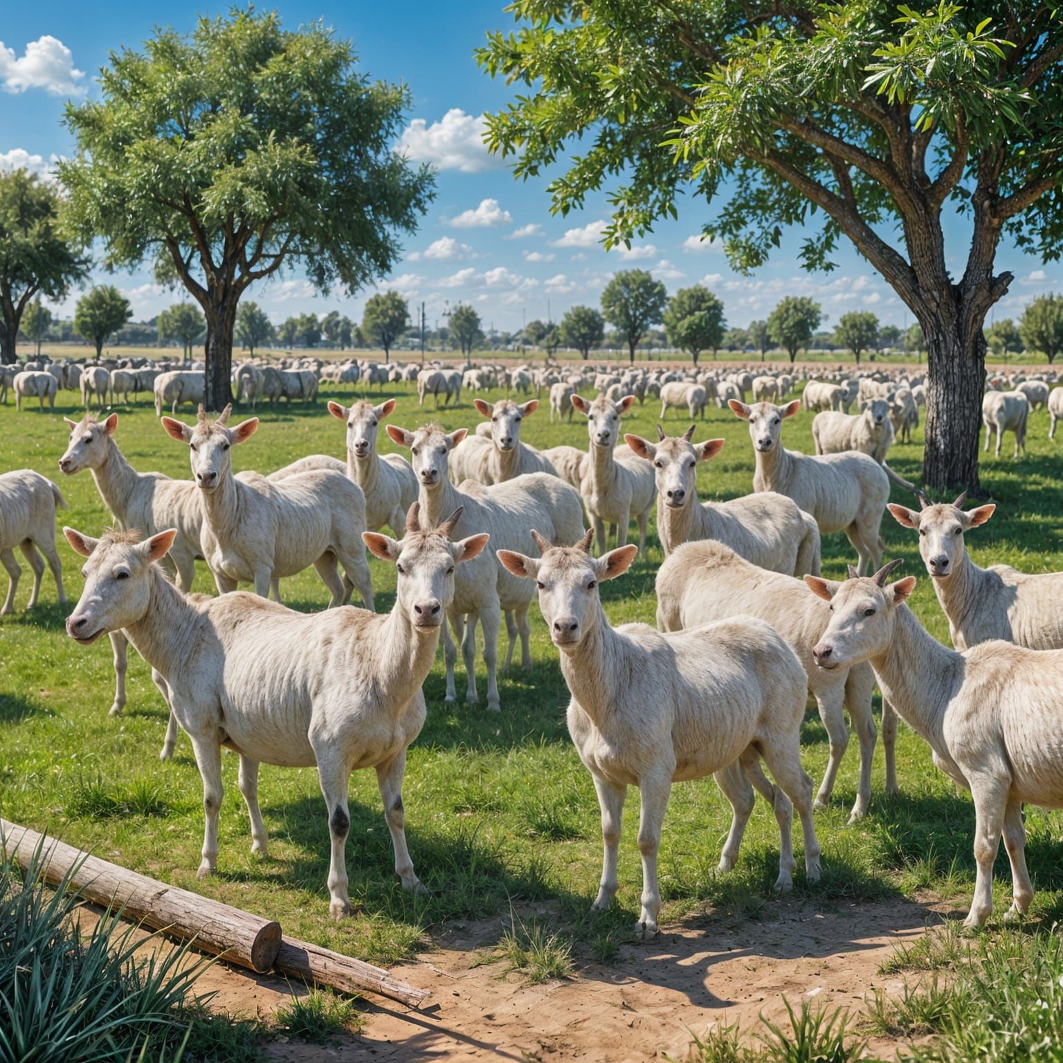 A Serene Goat Herd in Lush Pastures