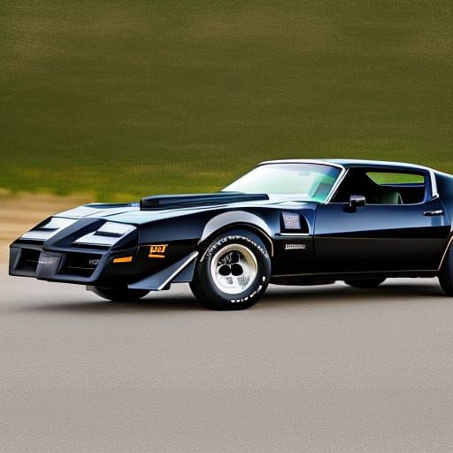 Black 1980s Pontiac Firebird Trans Am in Photorealistic Styl...
