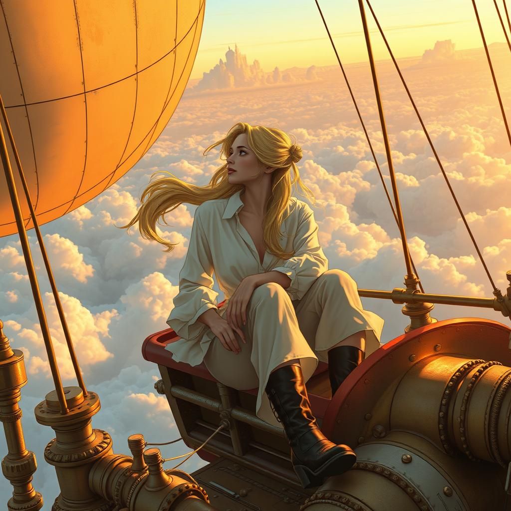Steampunk Airship Serenity in Moebius Style