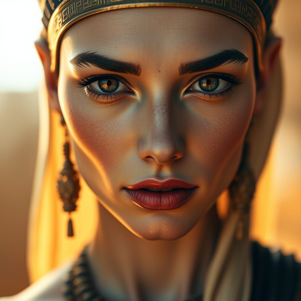 Elegant Ancient Egyptian Goddess in Photorealistic Portrait