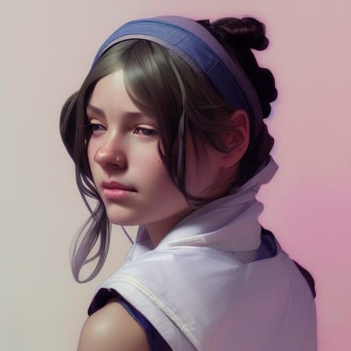 Hyperdetailed Schoolgirl Portrait in Art Nouveau Style