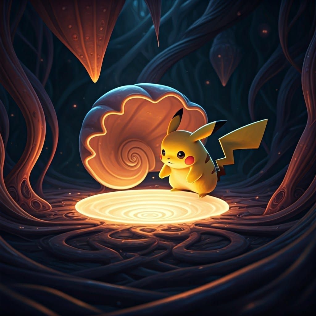 Pikachu's Cautious Discovery: Fantasy Concept Art
