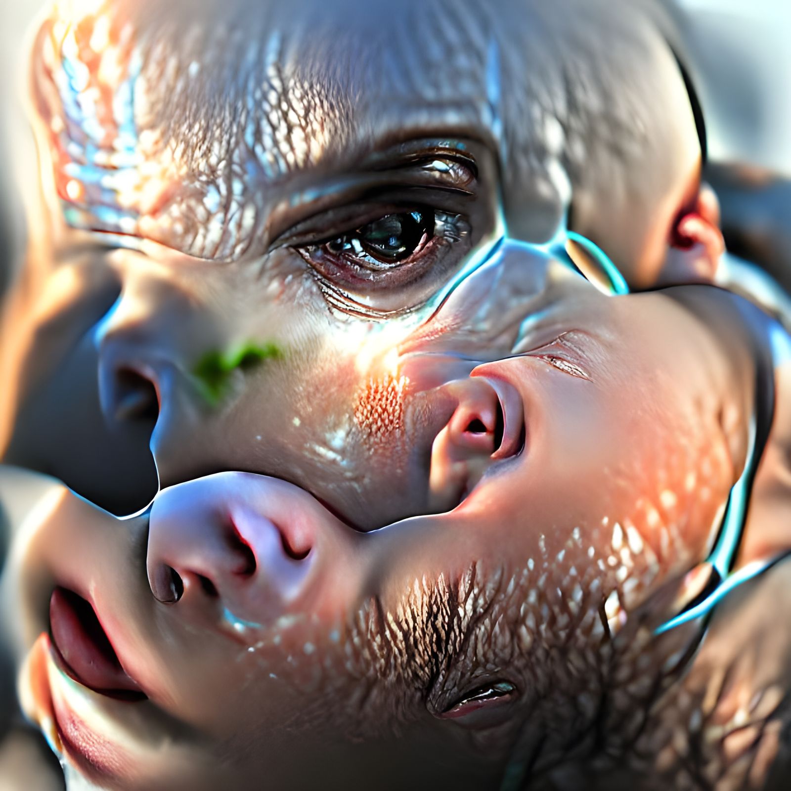Futuristic Half-Alien Baby in Hyperreal 3D
