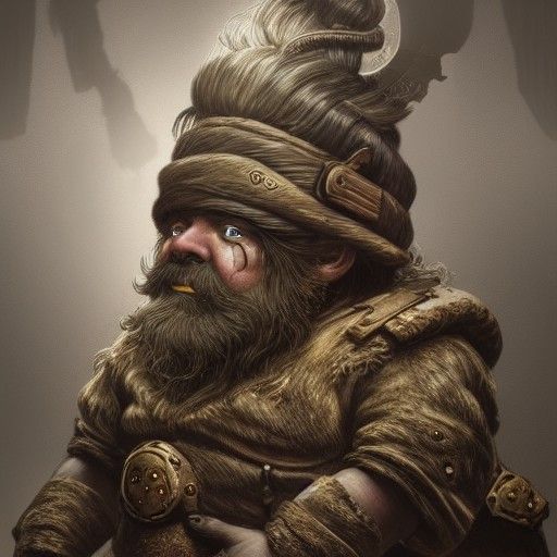 Enigmatic Dwarf in Mines: Surreal Horror Artwork