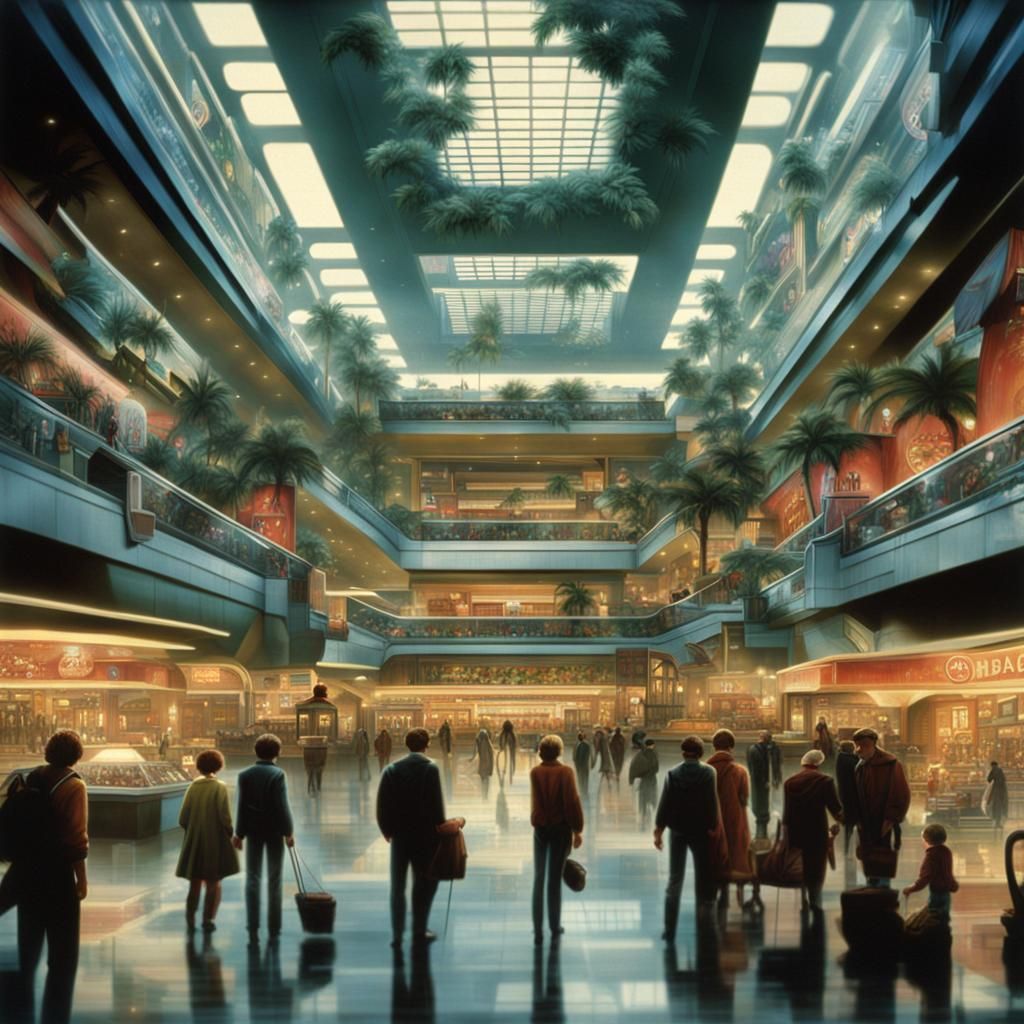 1980s Mall Scene: Epic Digital Matte Painting