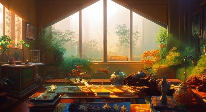 Sunlit Penthouse Apartment in Pop Art Style