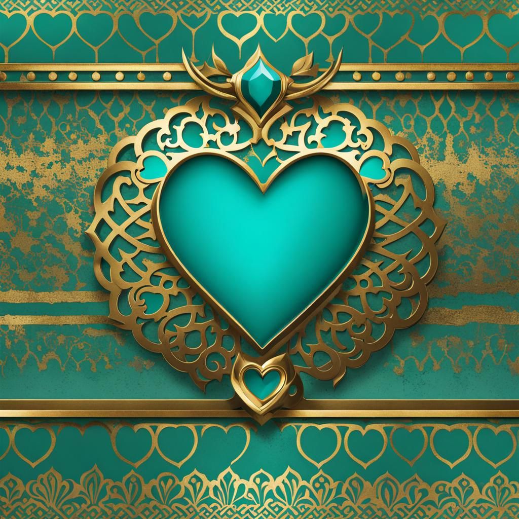 Elegant Turquoise and Gold Heart Logo Design