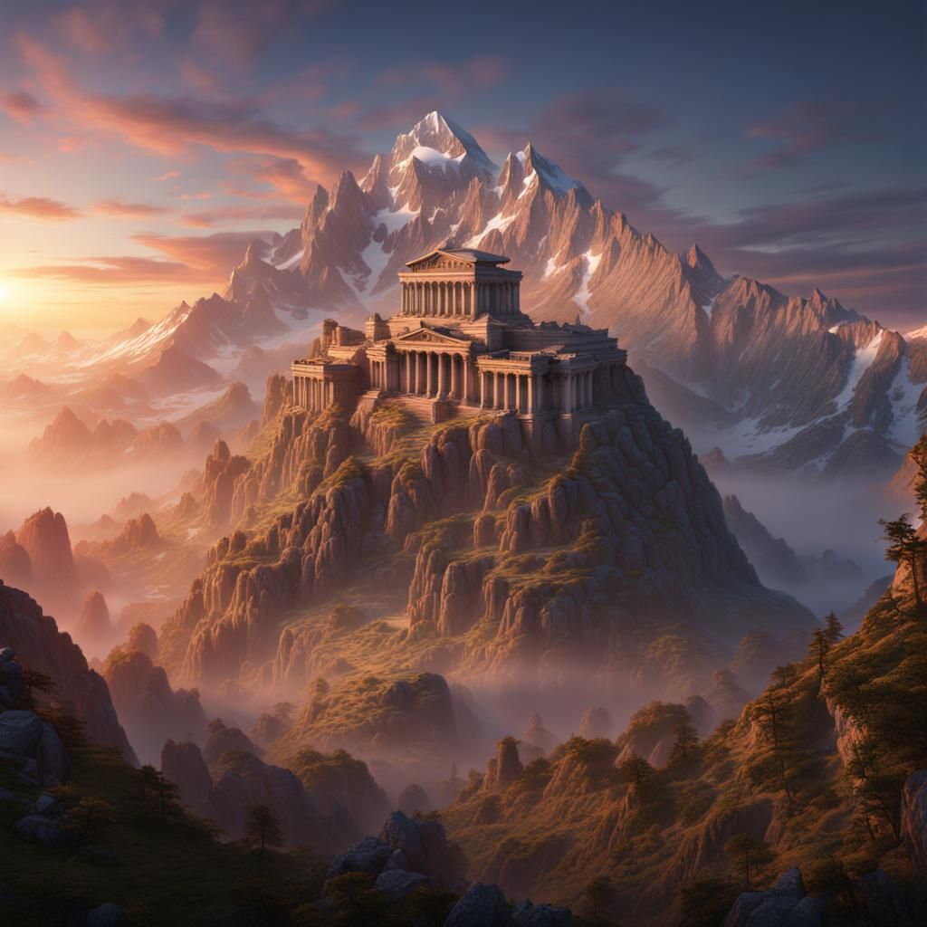 Mount Olympus at Dawn: Fantasy Concept Art
