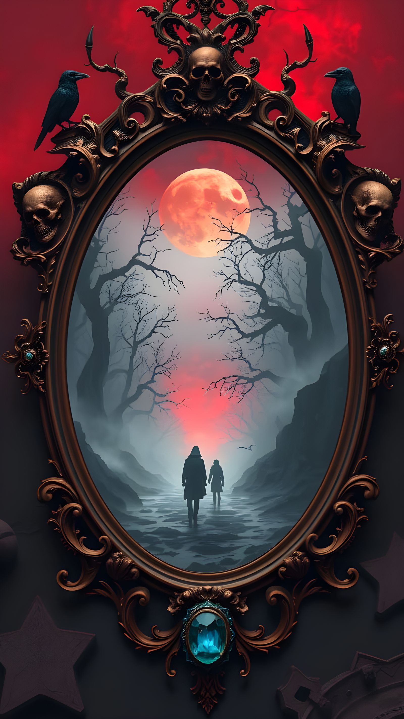 Gothic Mirror Reflecting a Spectral Realm