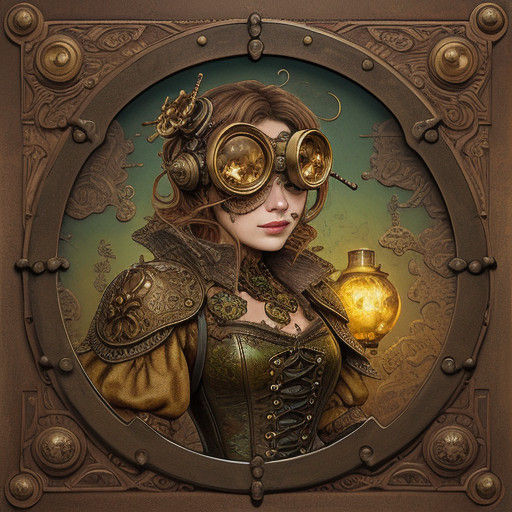 Steampunk Cabbage Character Sits Amidst Rusty Gearwork