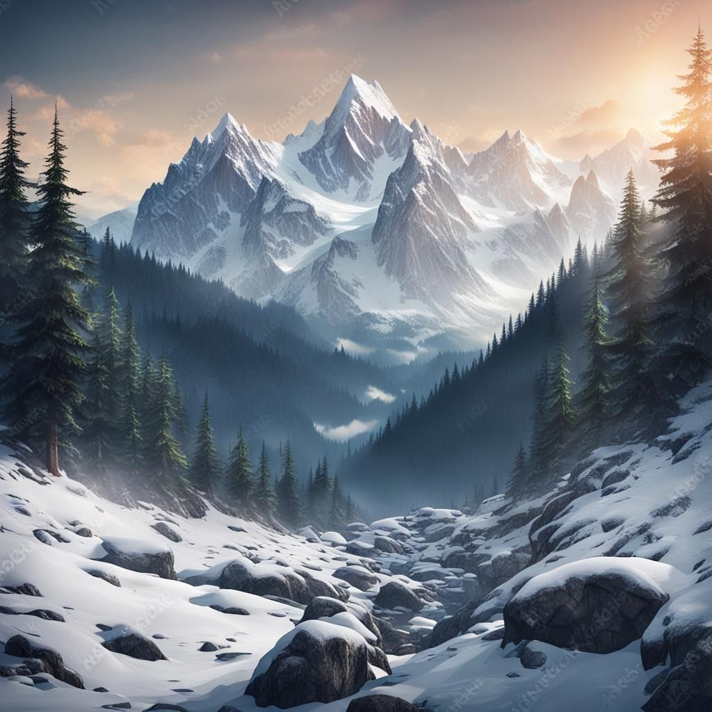 Majestic Snowy Mountain Landscape