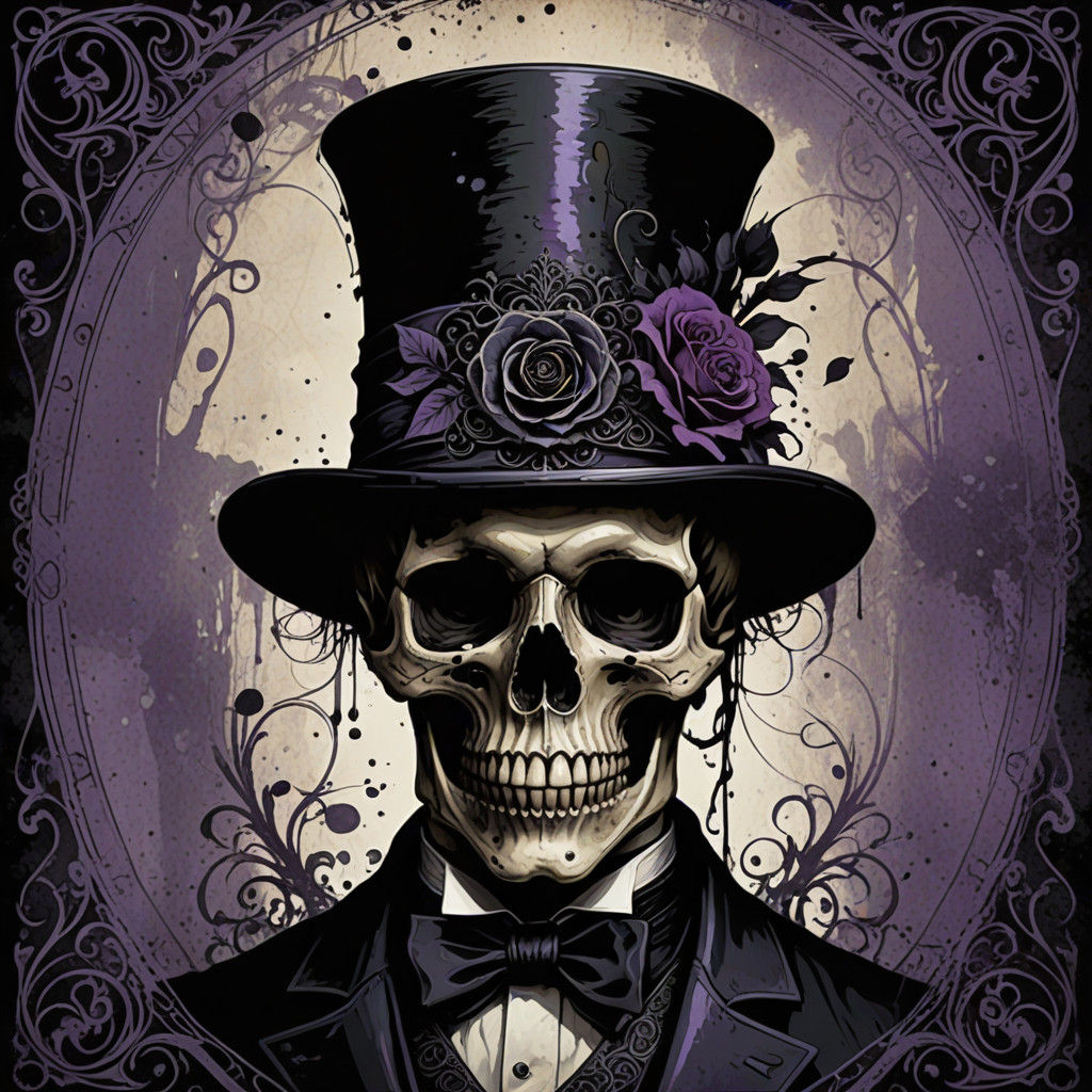 Surreal Gothic Portrait in Rich, Velvety Black and Deep Purp...