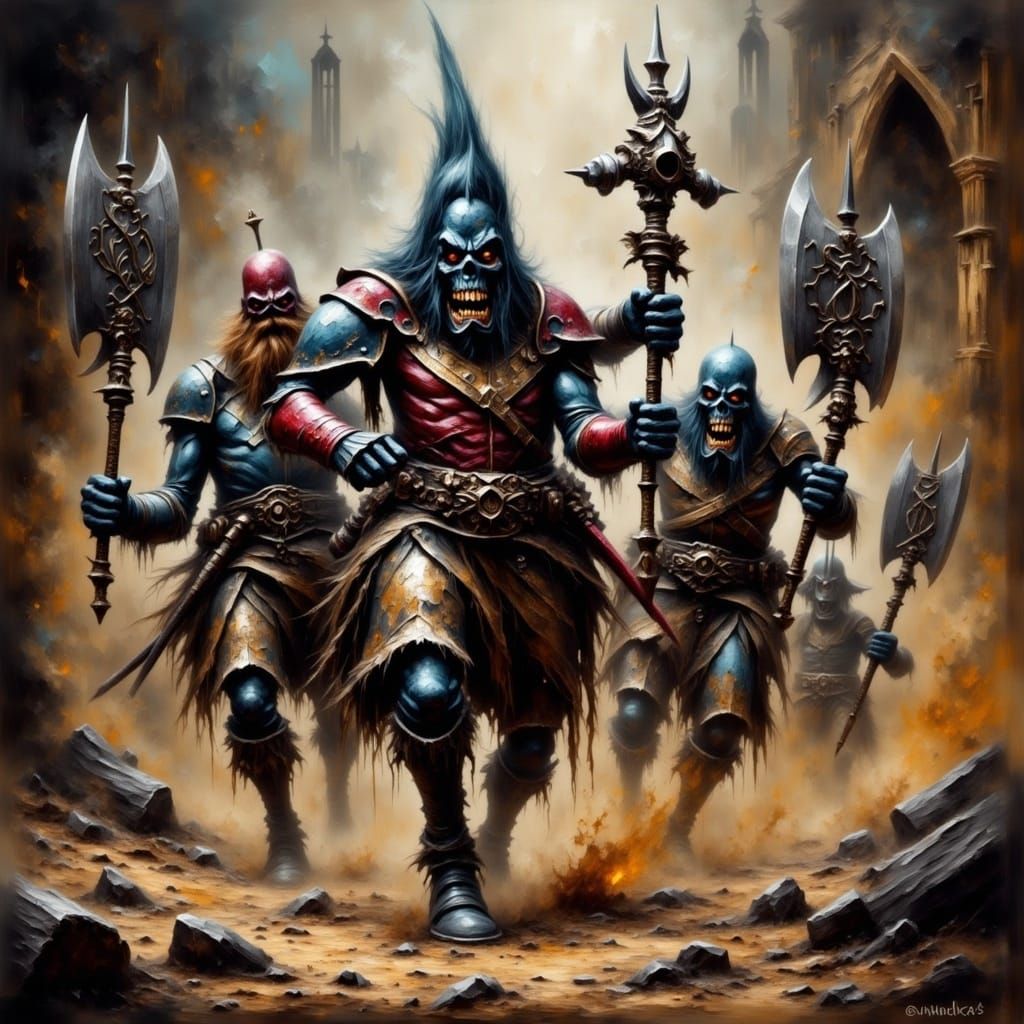 Gritty Dark Fantasy Meets Sci-Fi in Warhammer Battle Scene