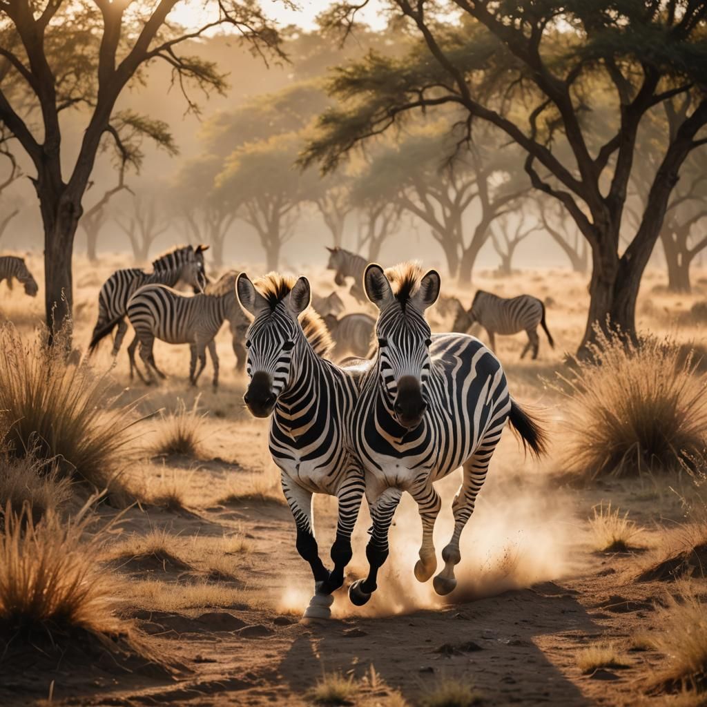 Zebroid Runs Freely in Wild Savannah