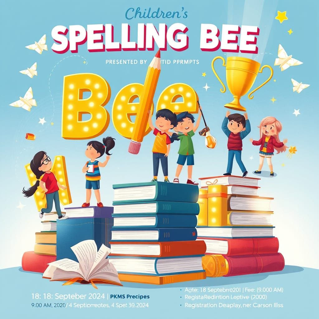 Whimsical Spelling Bee Flyer for Kids and Parents