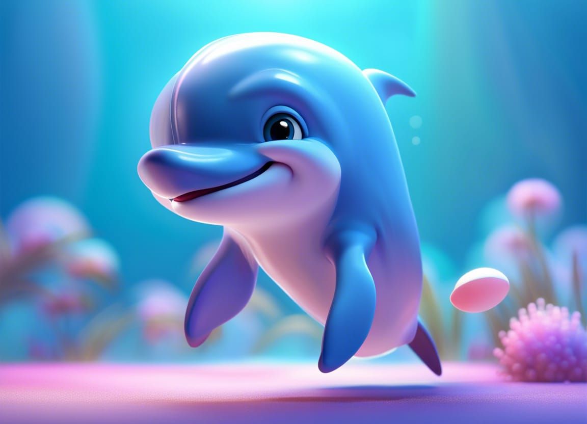 Cute Baby Dolphin as Pixar Concept Art