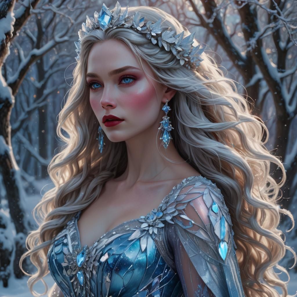 Ice Queen in Winter Wonderland: Hyperrealistic Concept Art