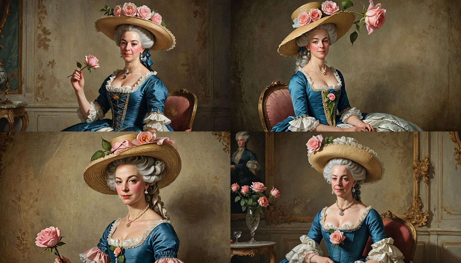 Marie Antoinette in Rococo Bedchamber, Digital Painting