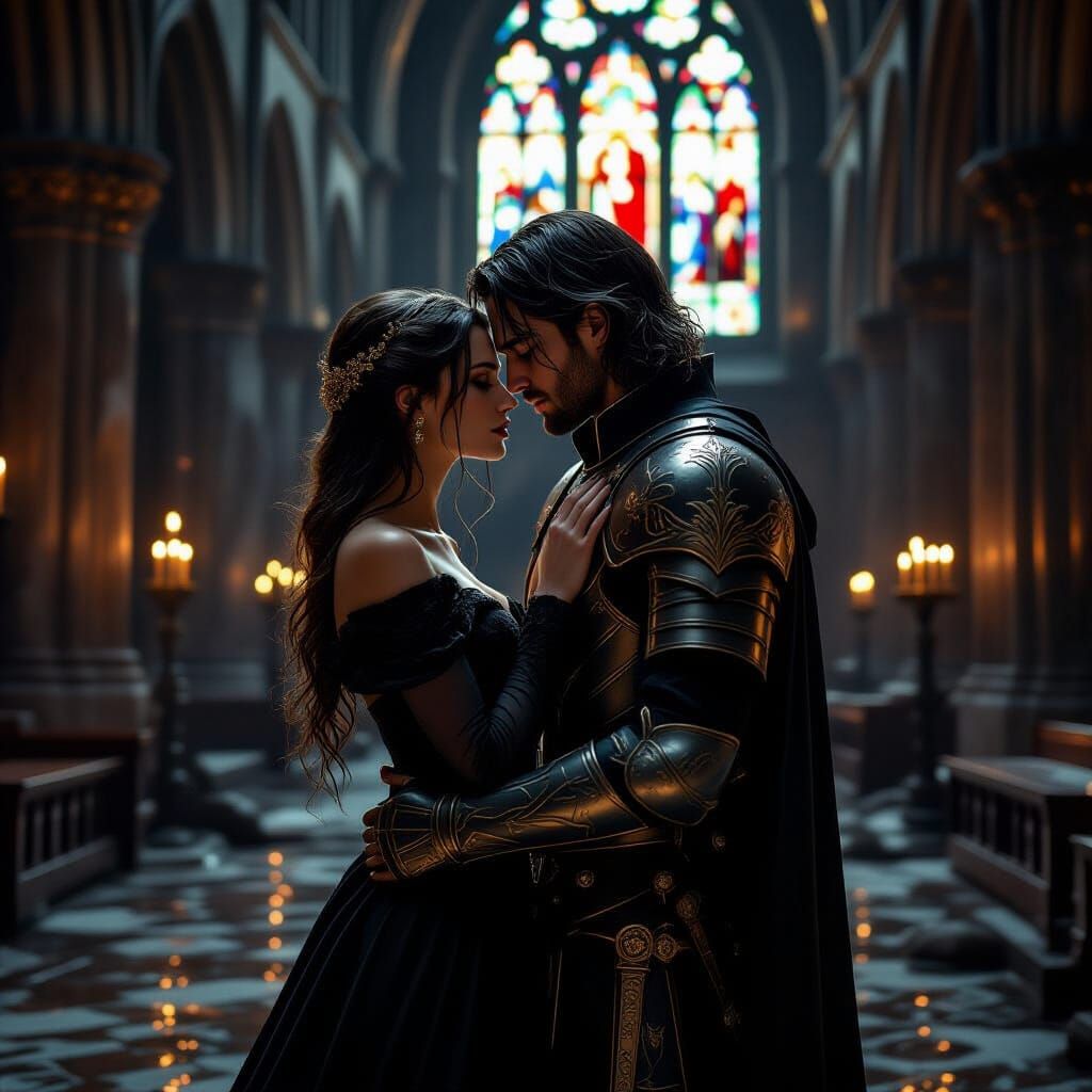 Candlelit Ruined Cathedral: A Moment of Peace