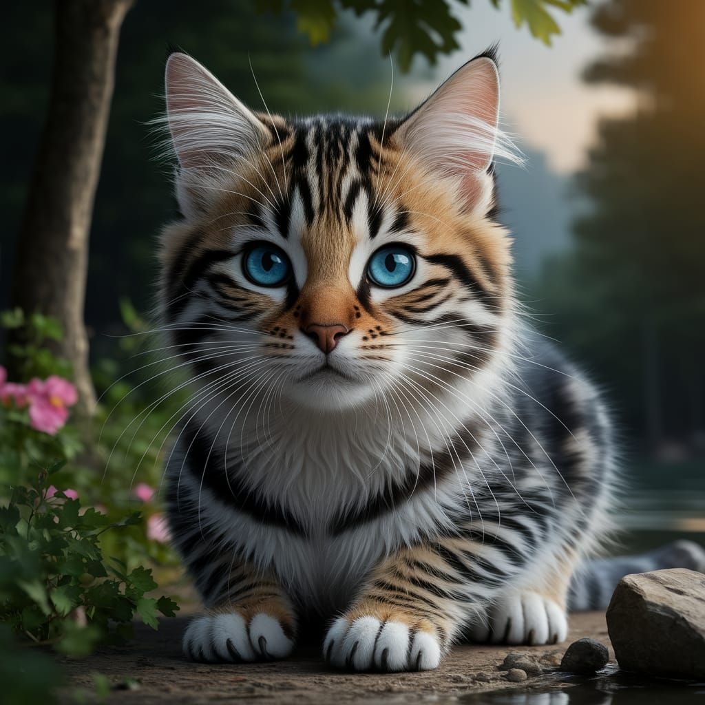 Whimsical Kitty Alligator Fantasy Fusion