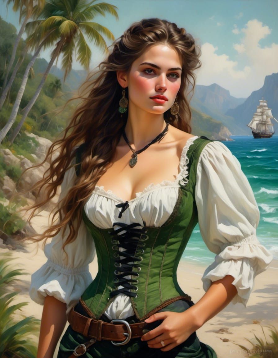 Dark Pirate Beauty in Tropical Paradise