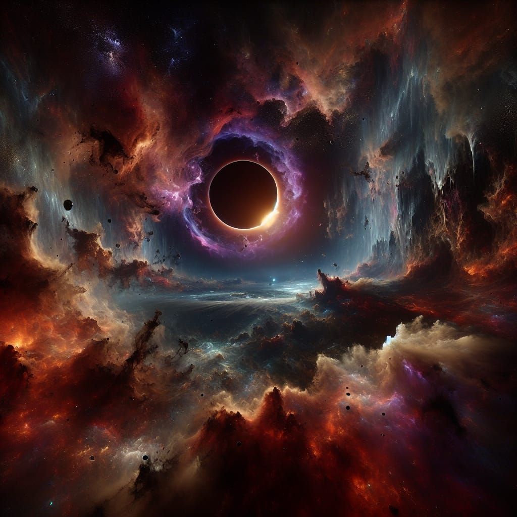 Dark Nebula with Black Hole in Fantasy Style