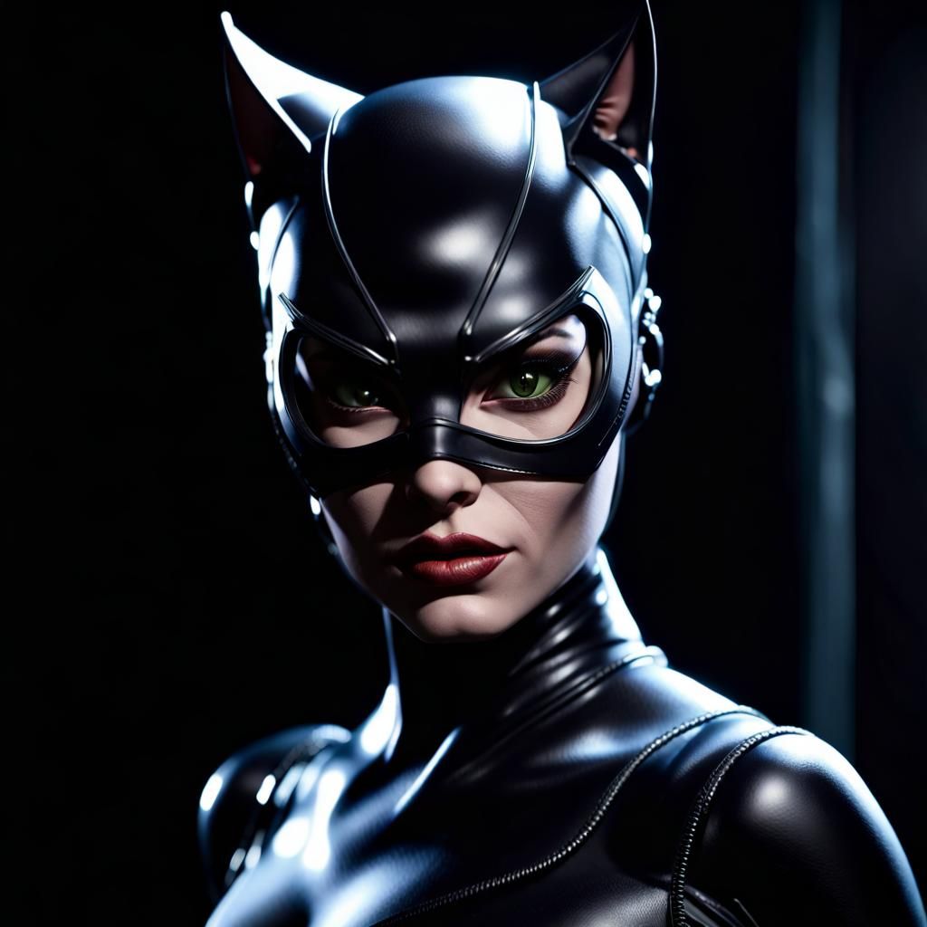 Hyperrealistic Catwoman in Dynamic Lighting