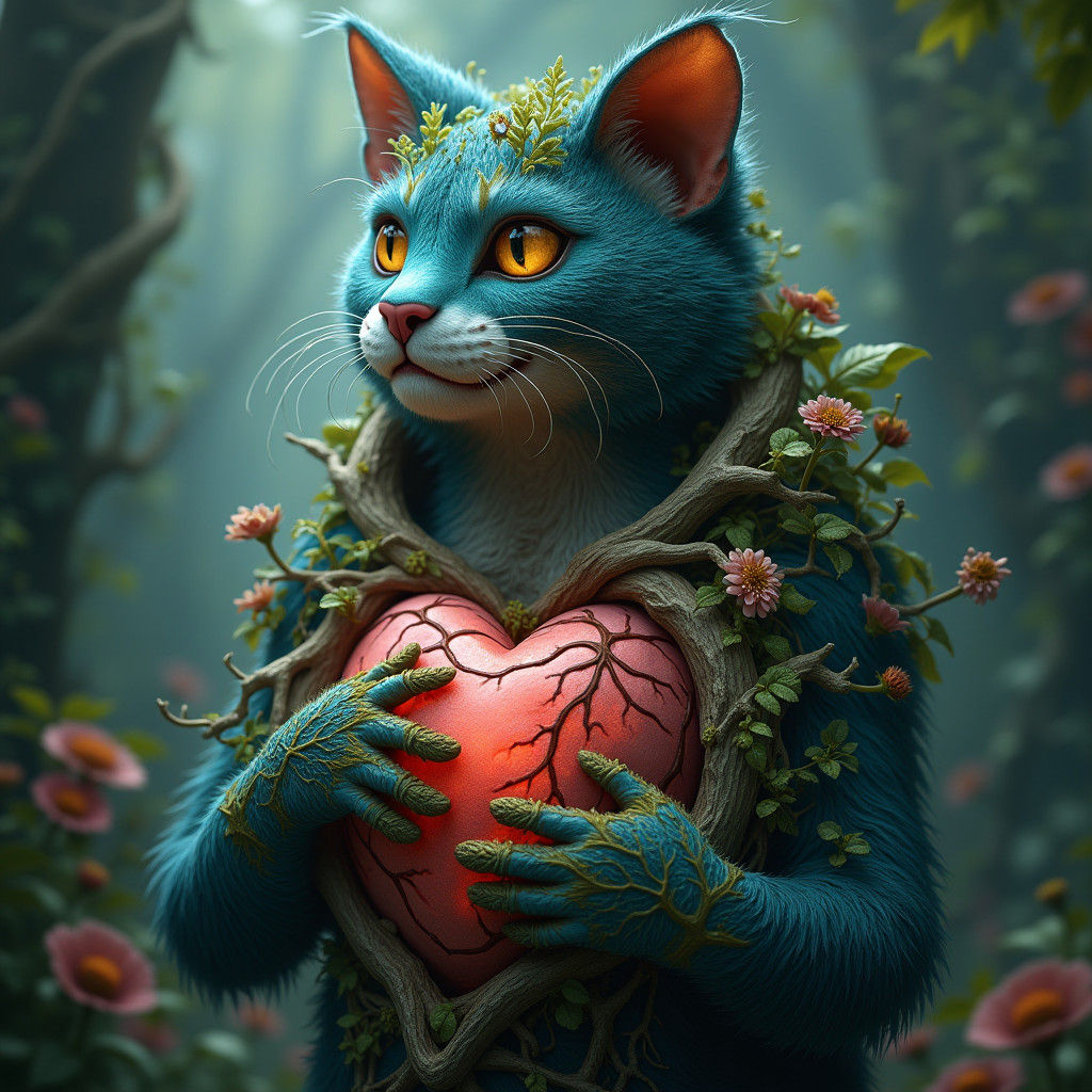 Mystical Feline Reveals Forest Heart