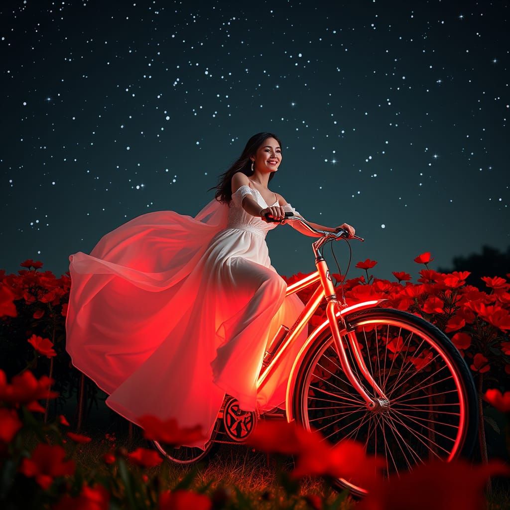 Night Ride in poppy field