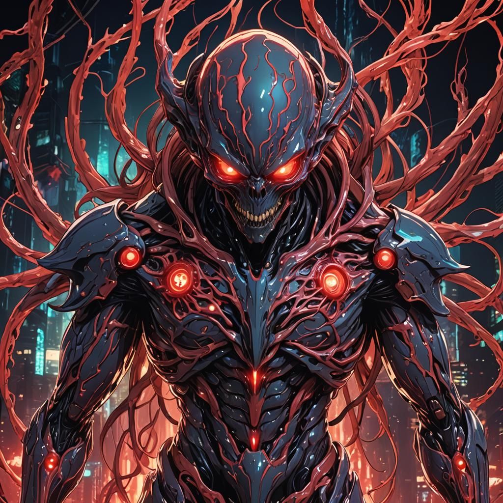 Bioluminescent Extraterrestrial Entity in Sci-Fi Anime Style